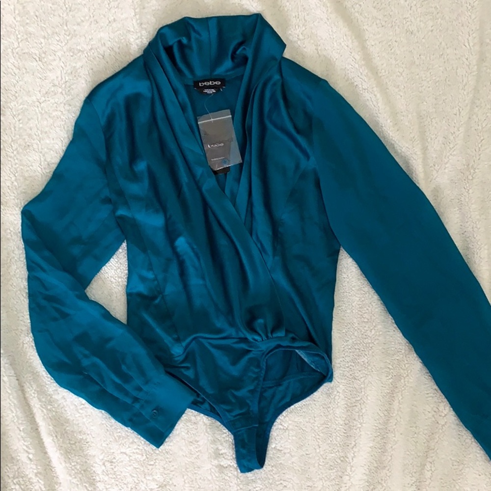 Bebe mixed surplice bodysuit